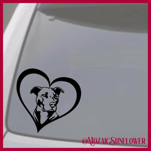 American Staffordshire American Pitbull Terrier Heart Vinyl Decal Black NWT - Picture 2 of 4